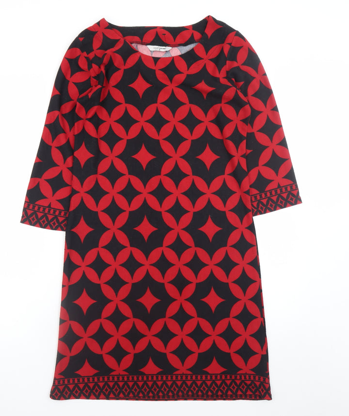 Simply Stockshop Women Red Geometric Shift Dress Size 12
