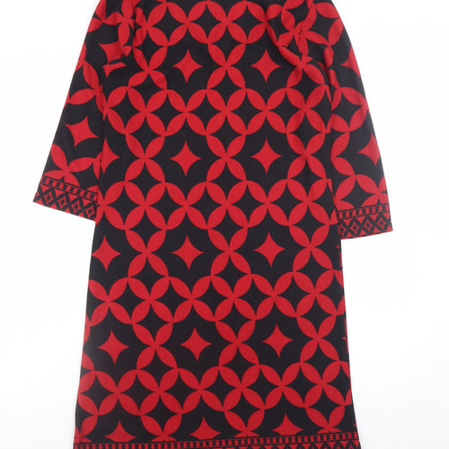 Simply Stockshop Women Red Geometric Shift Dress Size 12