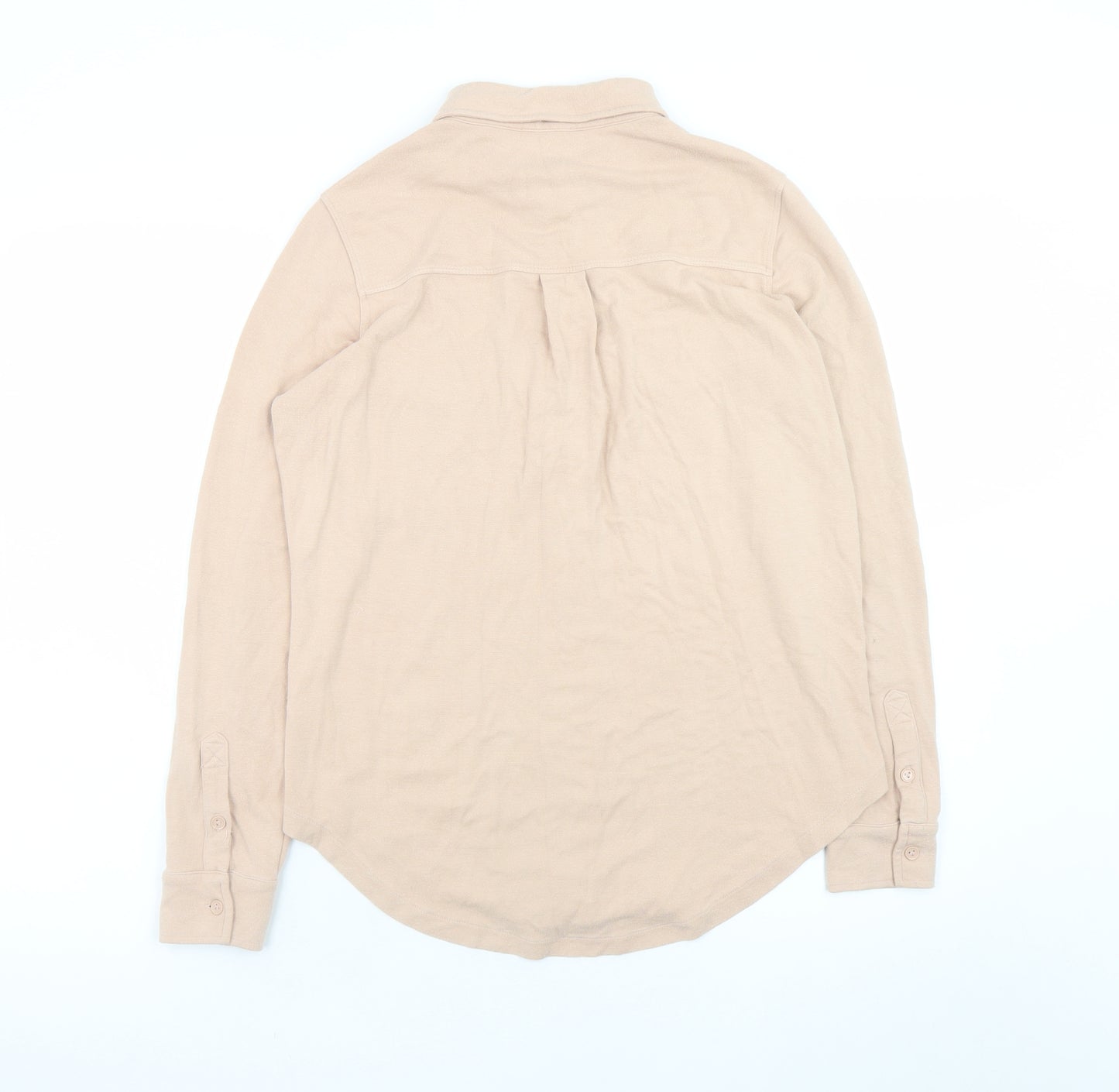 Reiss Women's Beige Long Sleeve Button-Up Shirt M