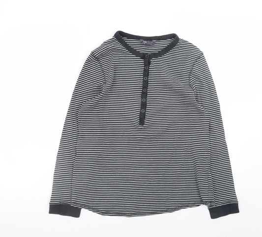 Marks and Spencer Women’s Black Striped Henley Long Sleeve T-Shirt Size 20