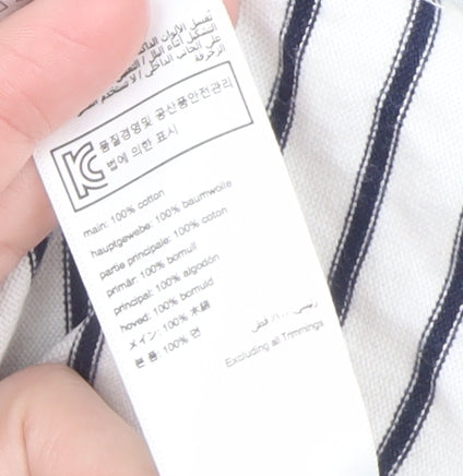 Joules Women’s White Striped Embroidered Long Sleeve Cotton T-Shirt Size 12
