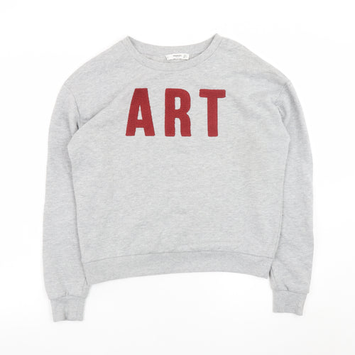 Mango Women Grey 'ART' Pullover Sweatshirt Size XS Casual Wear