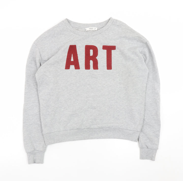Mango Women Grey 'ART' Pullover Sweatshirt Size XS Casual Wear