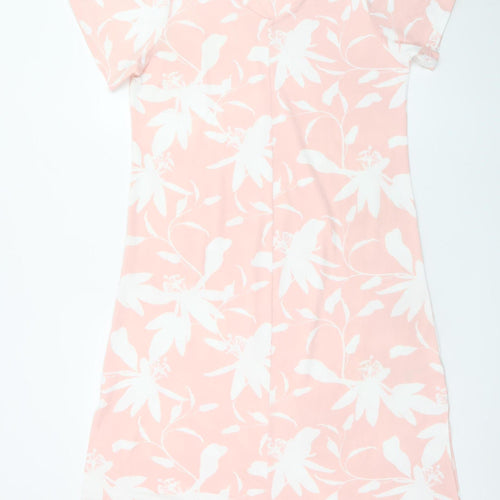 La Marquise Women's Pink Floral V-Neck T-Shirt Dress S