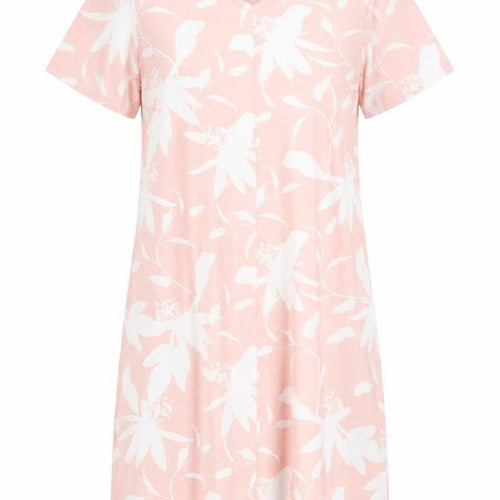 La Marquise Women's Pink Floral V-Neck T-Shirt Dress S