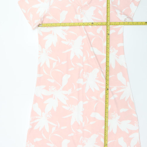La Marquise Women's Pink Floral V-Neck T-Shirt Dress S