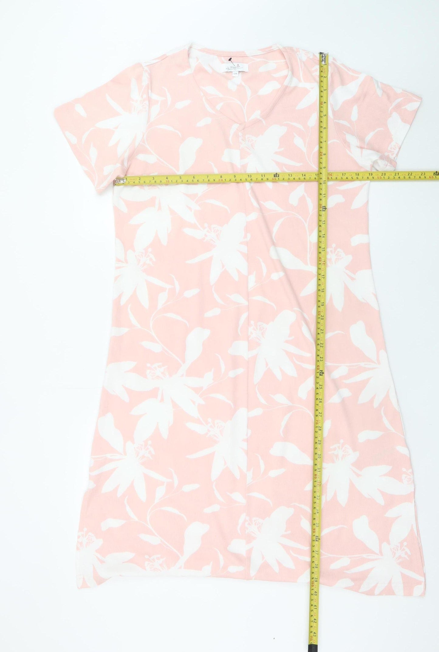 La Marquise Women's Pink Floral V-Neck T-Shirt Dress S