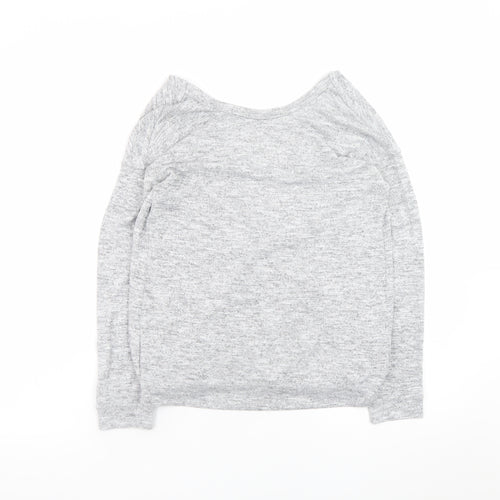 Miss Selfridge Women's Grey Wrap Jersey Long Sleeve Top Size 6