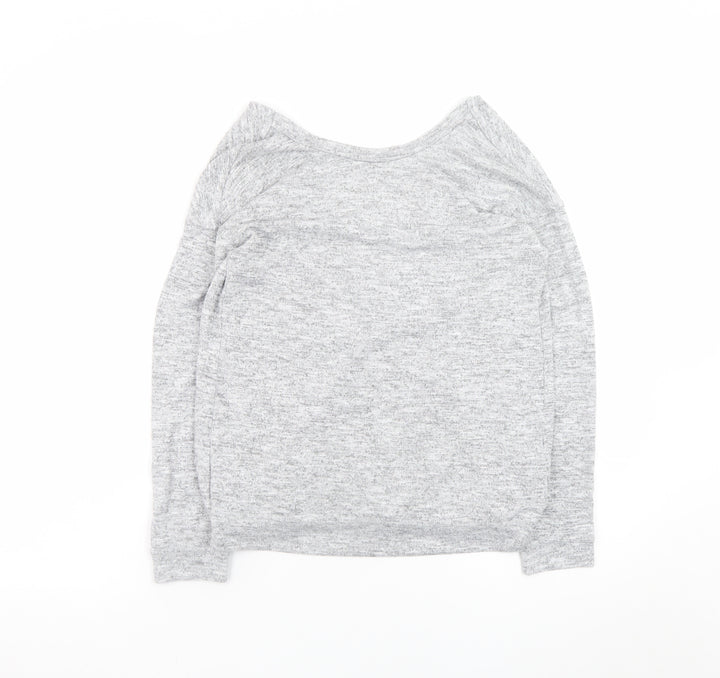 Miss Selfridge Women's Grey Wrap Jersey Long Sleeve Top Size 6