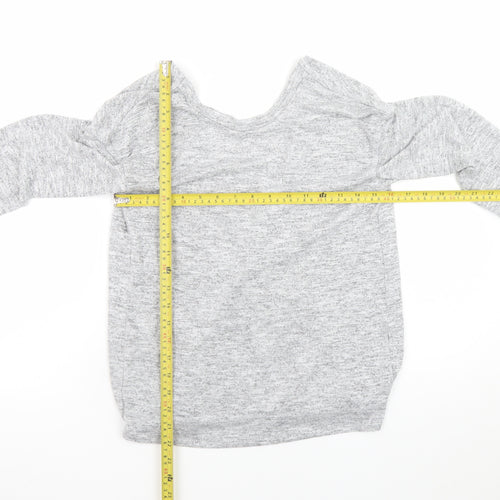 Miss Selfridge Women's Grey Wrap Jersey Long Sleeve Top Size 6
