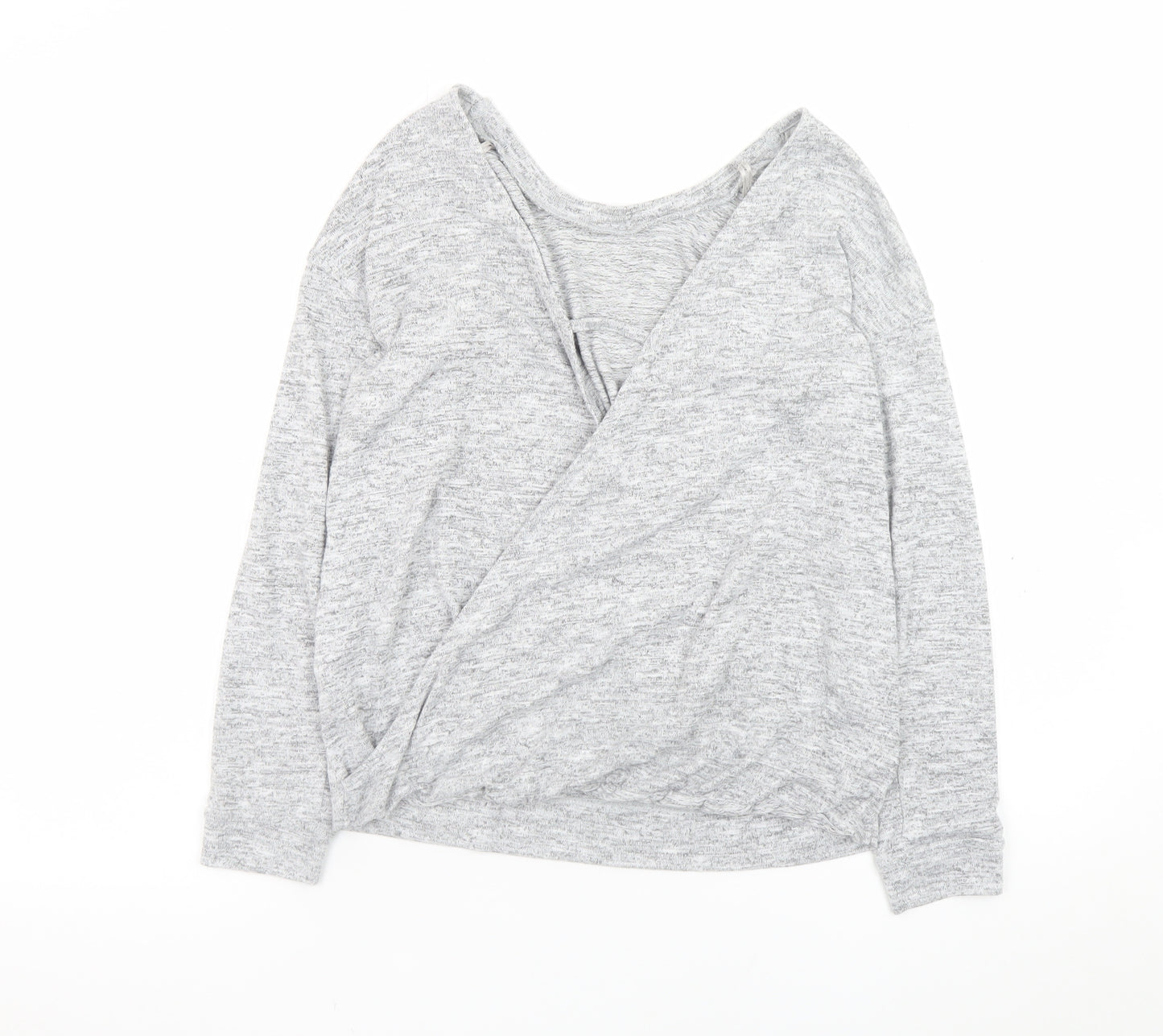 Miss Selfridge Women's Grey Wrap Jersey Long Sleeve Top Size 6