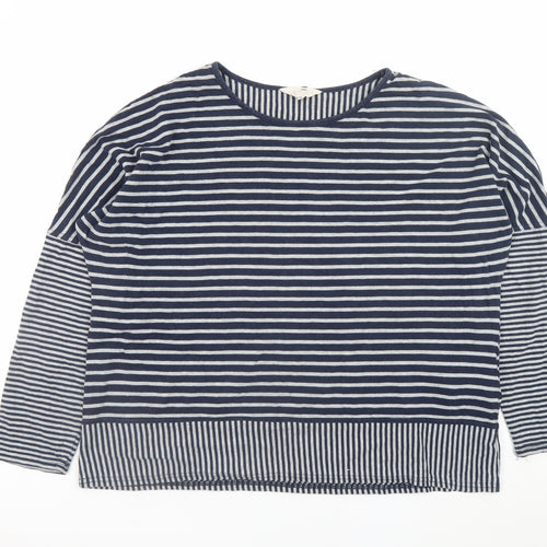 Braintree Women Blue White Striped Jersey Long Sleeve Top XL