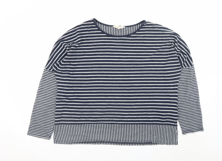 Braintree Women Blue White Striped Jersey Long Sleeve Top XL