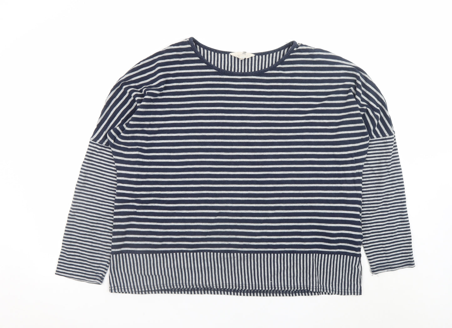 Braintree Women Blue White Striped Jersey Long Sleeve Top XL