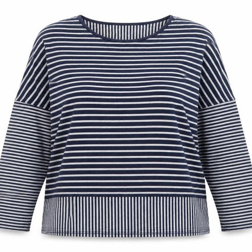Braintree Women Blue White Striped Jersey Long Sleeve Top XL