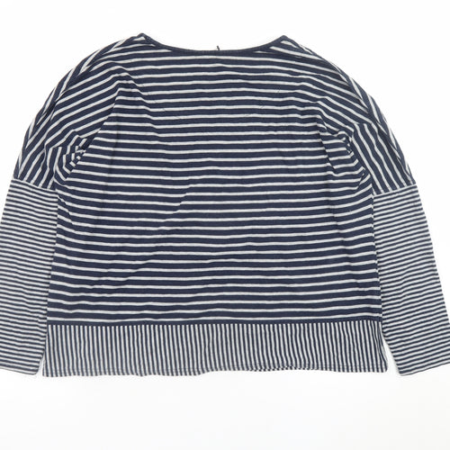 Braintree Women Blue White Striped Jersey Long Sleeve Top XL