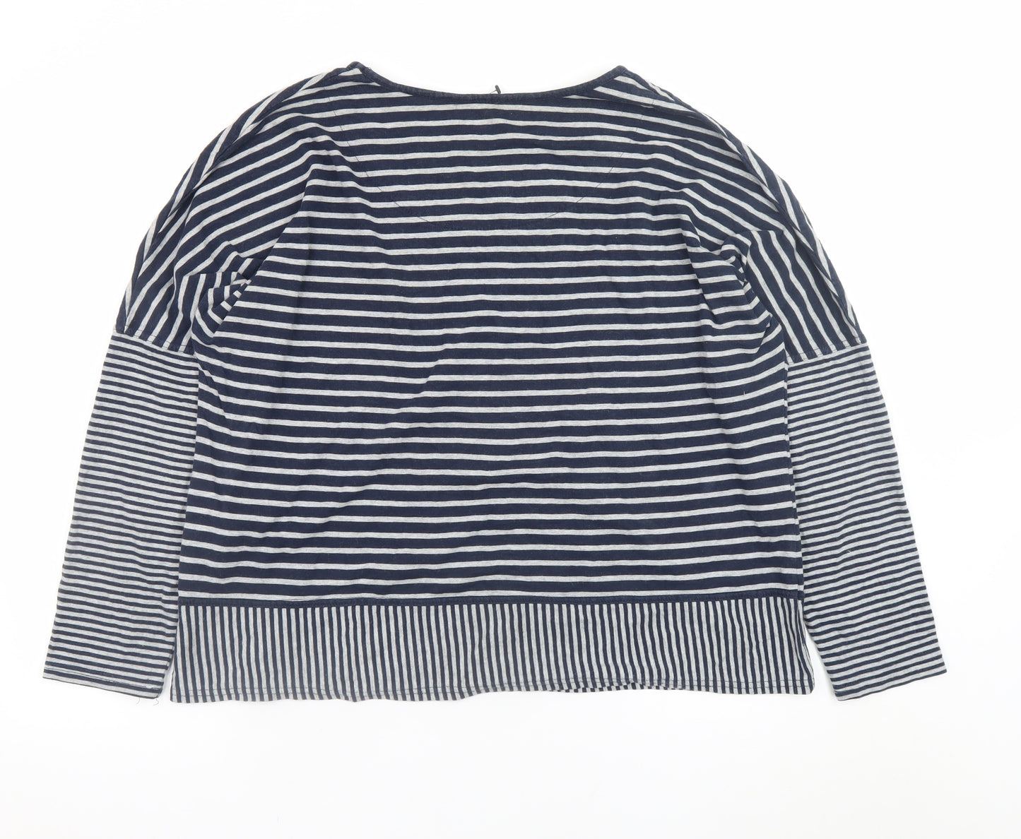 Braintree Women Blue White Striped Jersey Long Sleeve Top XL