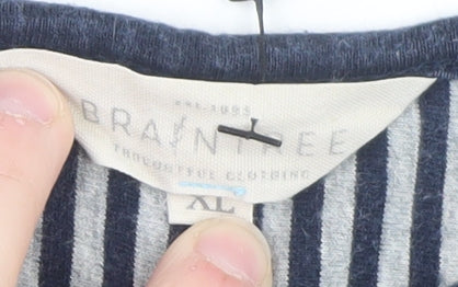 Braintree Women Blue White Striped Jersey Long Sleeve Top XL