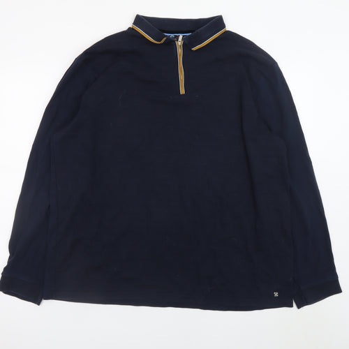 Next Men's Navy Long Sleeve Collared 1/2 Zip Cotton T-Shirt 3XL