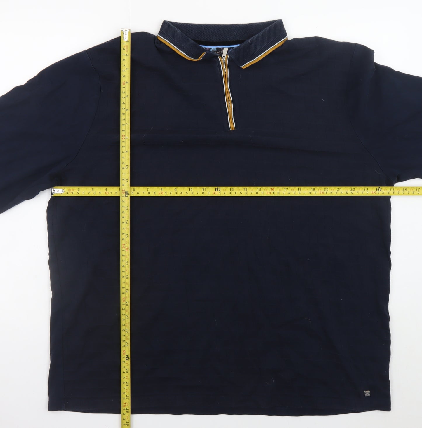 Next Men's Navy Long Sleeve Collared 1/2 Zip Cotton T-Shirt 3XL