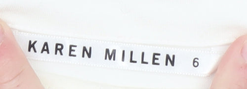 Karen Millen Women White Black Peplum Blouse Size 6 Viscose Stretch