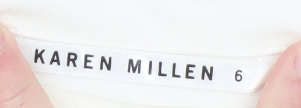 Karen Millen Women White Black Peplum Blouse Size 6 Viscose Stretch