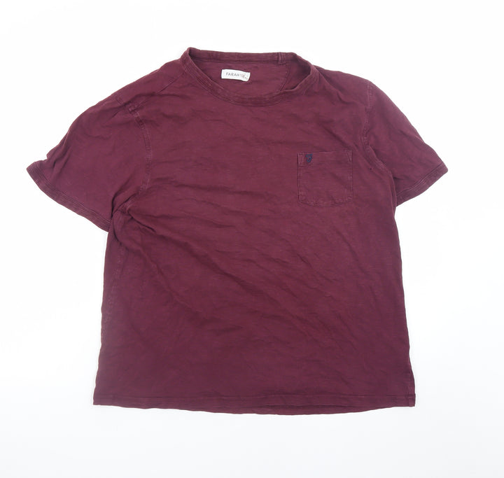 Farah 1920 Men's Burgundy Cotton Crew Neck T-Shirt Size L