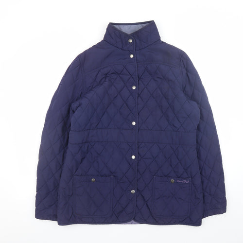 Weird Fish Women's Blue Quilted Mid-Length Jacket Size 14
