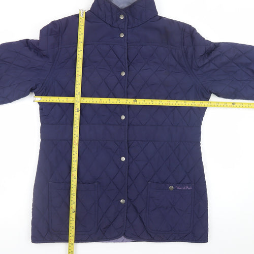 Weird Fish Women's Blue Quilted Mid-Length Jacket Size 14