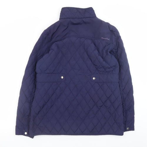 Weird Fish Women's Blue Quilted Mid-Length Jacket Size 14