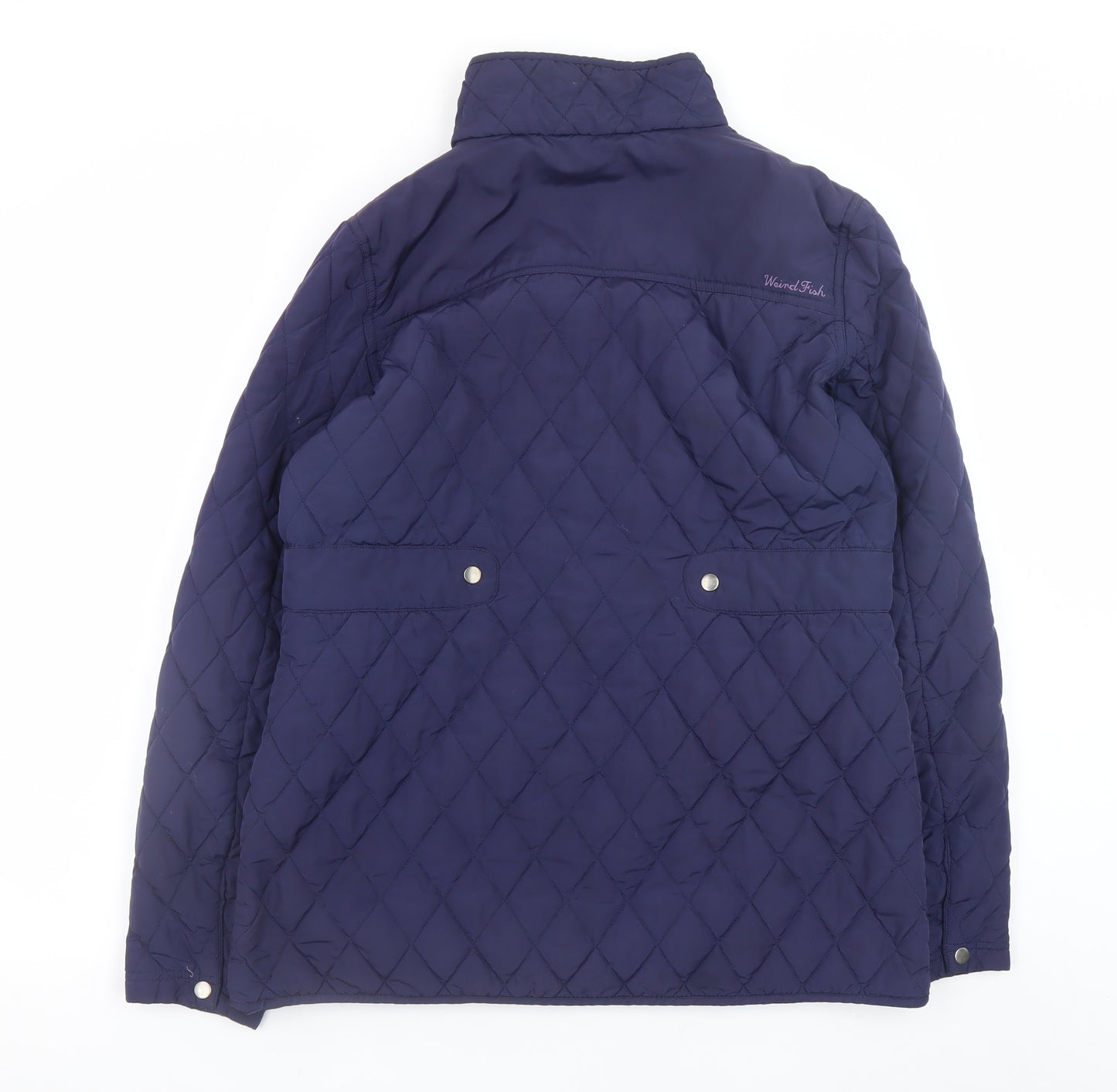 Weird Fish Women's Blue Quilted Mid-Length Jacket Size 14