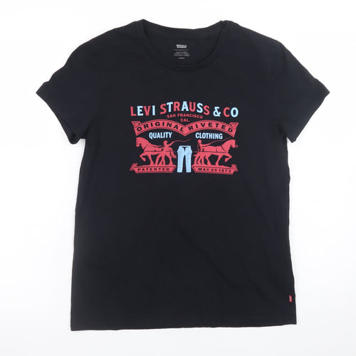 Levi's Women's Black Graphic T-Shirt Size S Short Sleeve Cotton