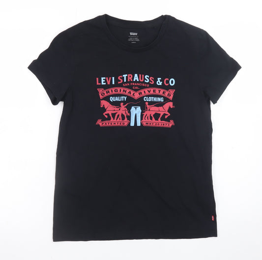 Levi's Women's Black Graphic T-Shirt Size S Short Sleeve Cotton
