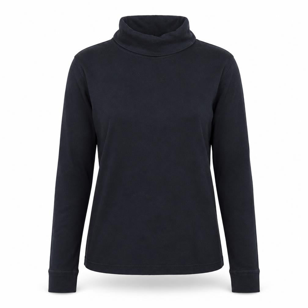 Front view of Mountain Warehouse women’s black roll neck long sleeve cotton top uk14