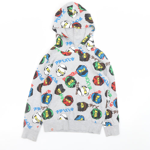 LEGO Boys Grey Multicoloured Pullover Hoodie Ninjago Print Size 9-10 Years