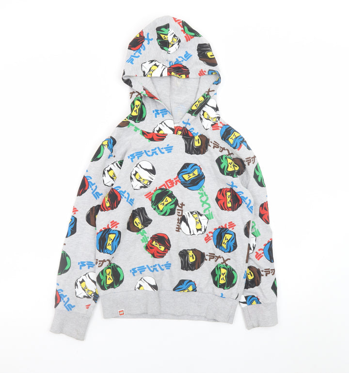 LEGO Boys Grey Multicoloured Pullover Hoodie Ninjago Print Size 9-10 Years