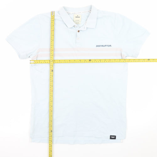 WROGN Men's Blue Slim Fit Cotton Polo Shirt Medium