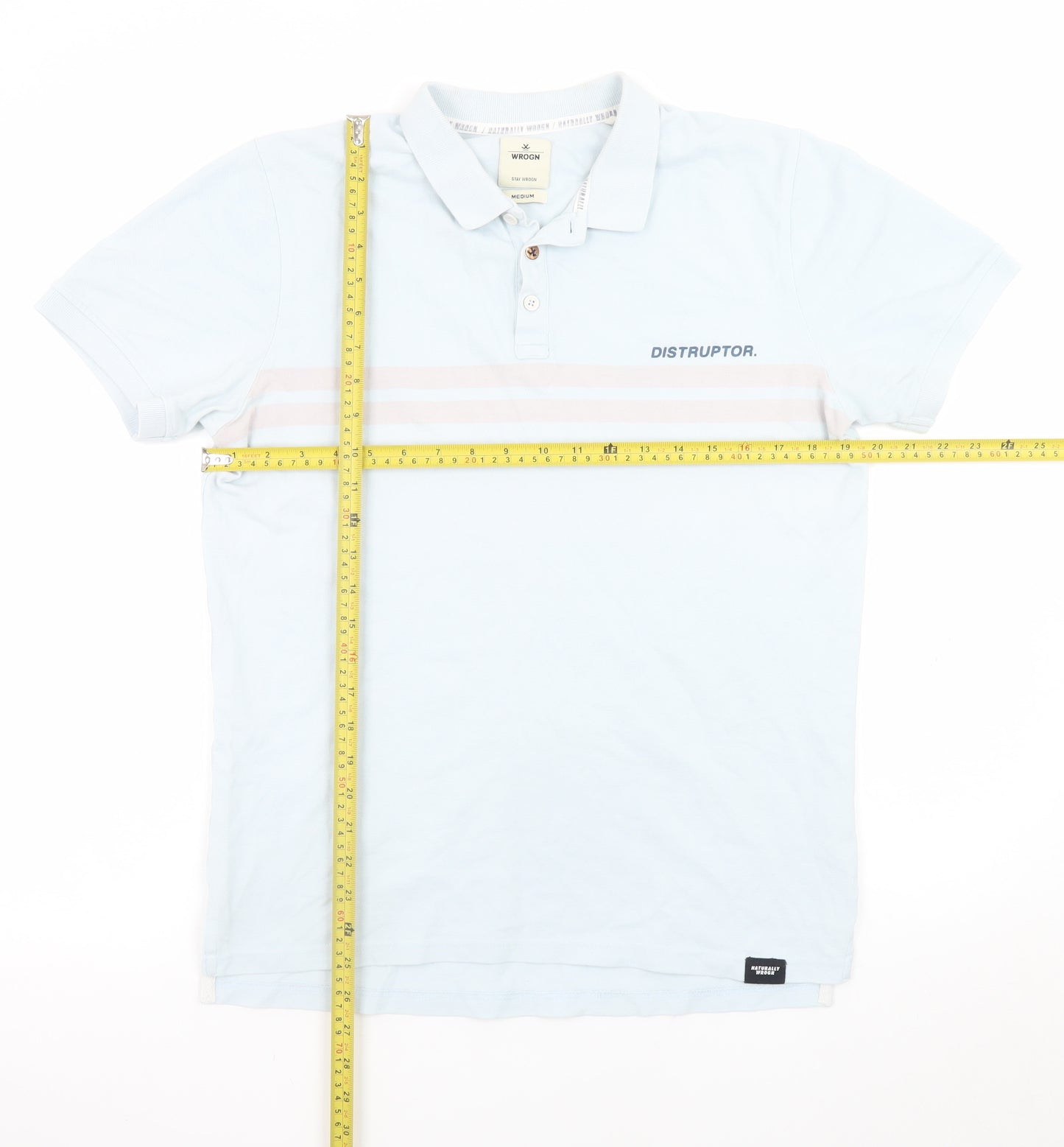 WROGN Men's Blue Slim Fit Cotton Polo Shirt Medium