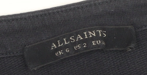 AllSaints Womens Black Short Sleeve Shift Dress Size 6