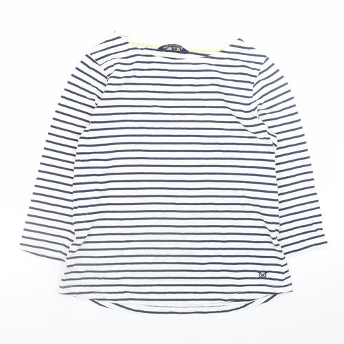 Crew Clothing Women’s White Navy Striped Boat Neck 3/4 Sleeve Cotton T-Shirt Size 14