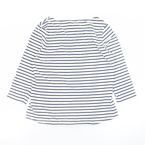 Crew Clothing Women’s White Navy Striped Boat Neck 3/4 Sleeve Cotton T-Shirt Size 14