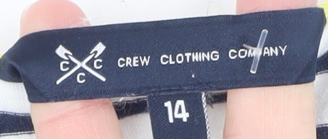 Crew Clothing Women’s White Navy Striped Boat Neck 3/4 Sleeve Cotton T-Shirt Size 14