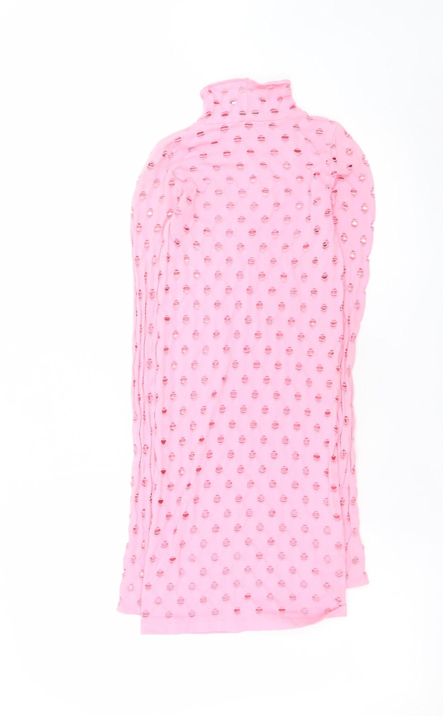 MAISIE WILEN Women’s Pink Mesh Bodycon Long Sleeve Dress One Size