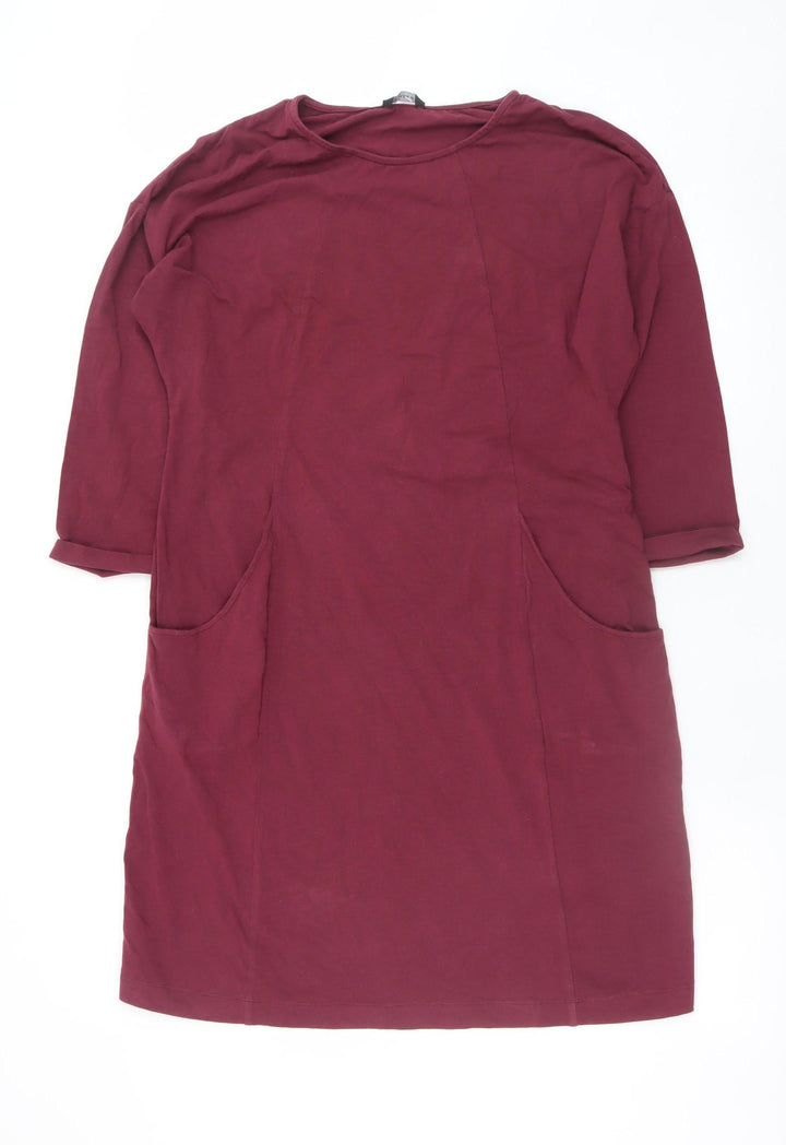 Roman Women Red Size 12 Shift Dress 3/4 Sleeve Knee Length