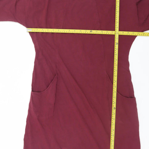 Roman Women Red Size 12 Shift Dress 3/4 Sleeve Knee Length