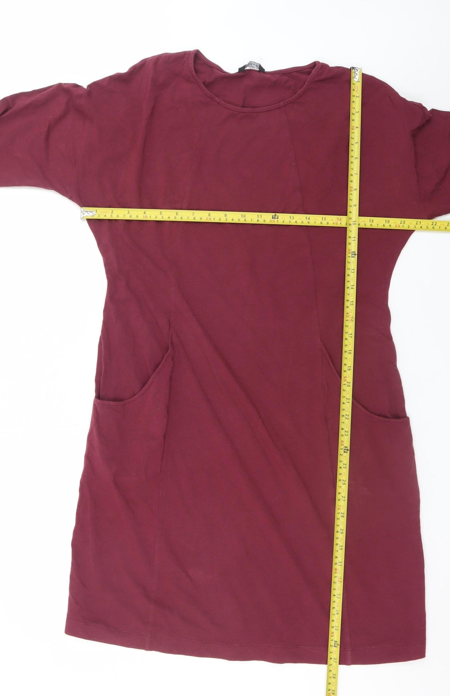 Roman Women Red Size 12 Shift Dress 3/4 Sleeve Knee Length