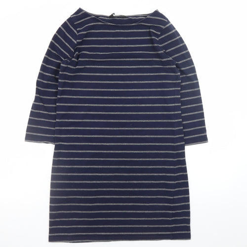 Dorothy Perkins Womens Blue Striped Shift Dress Size 10 3/4 Sleeve Casual