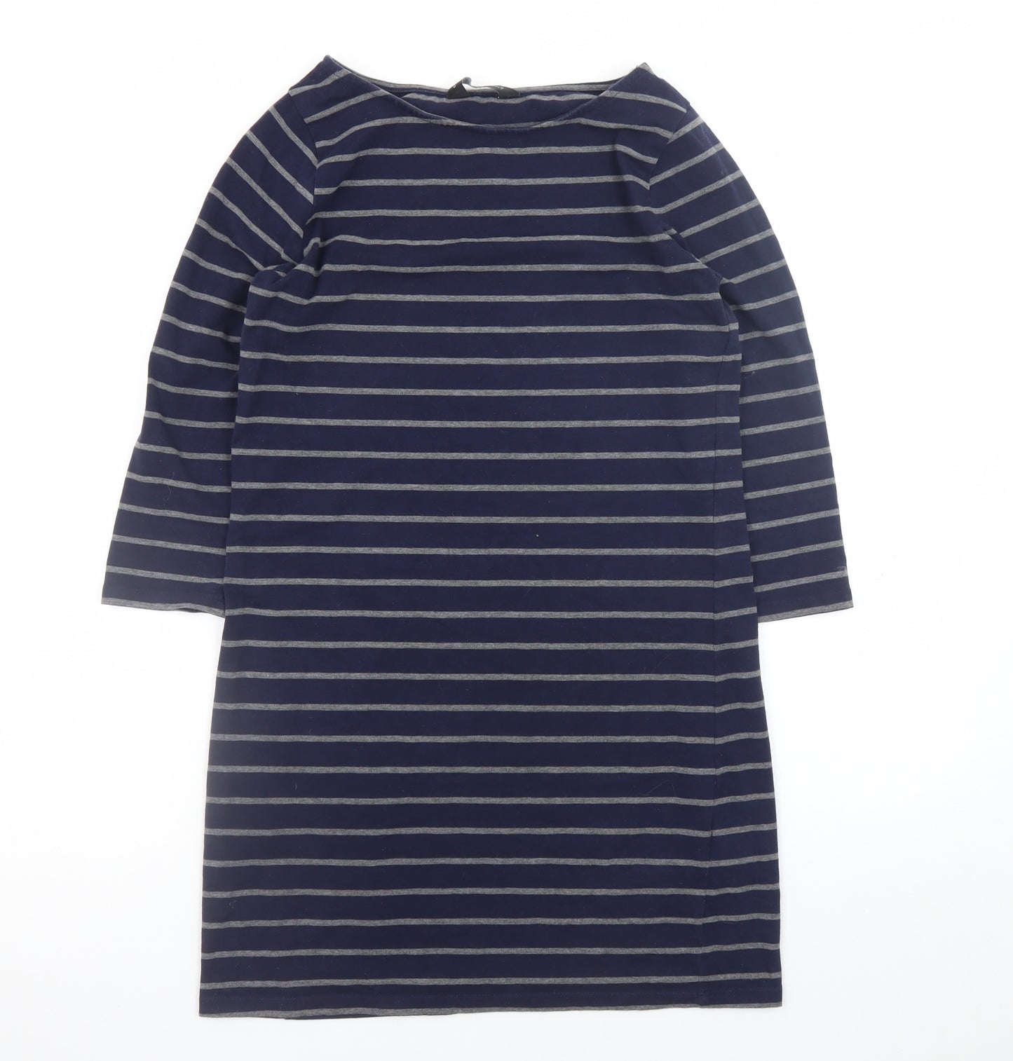 Dorothy Perkins Womens Blue Striped Shift Dress Size 10 3/4 Sleeve Casual