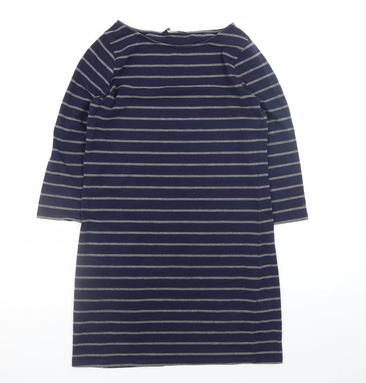 Dorothy Perkins Womens Blue Striped Shift Dress Size 10 3/4 Sleeve Casual