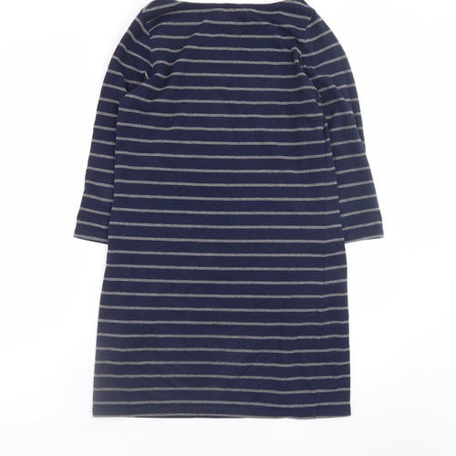Dorothy Perkins Womens Blue Striped Shift Dress Size 10 3/4 Sleeve Casual